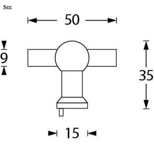 Intersteel knop T-vorm 18mm recht rvs Intersteel - Afbeelding 2