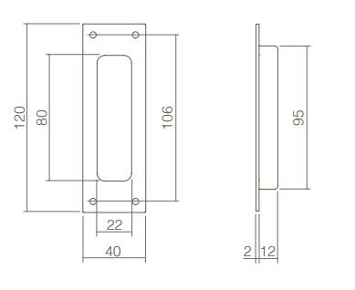Intersteel Schuifdeurkom rechthoek 120x40mm rvs - Afbeelding 2