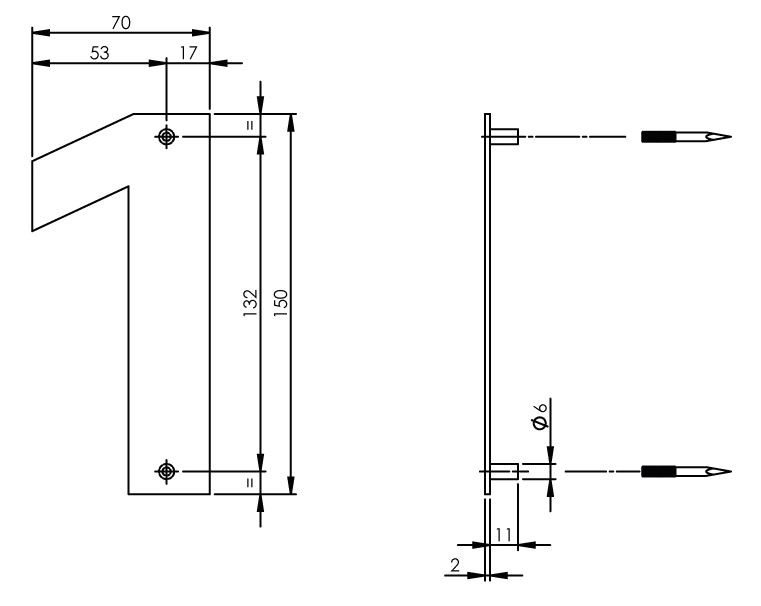 Intersteel huiscijfer 1 150mm breed rvs - Afbeelding 2