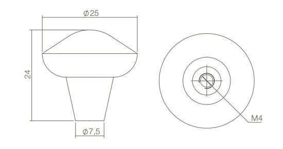 Intersteel knop mat zwart 25 mm - Afbeelding 2
