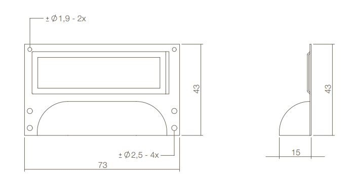 Intersteel etiketgreep 73x43mm zwart - Afbeelding 2