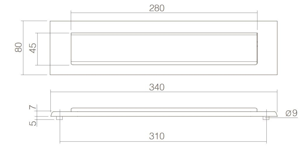 Intersteel briefplaat met klep/regenrand rvs - Afbeelding 2