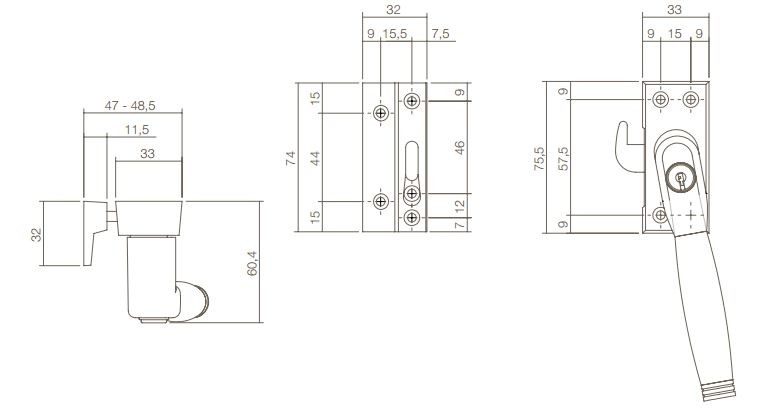Intersteel SKG1 afsluitbare raamsluiting rechts Ton 222 - Afbeelding 2