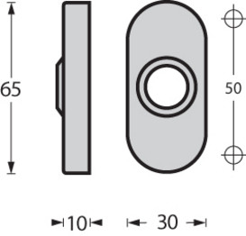 Intersteel rozetten verdekt ovaal 65x30x10mm rvs