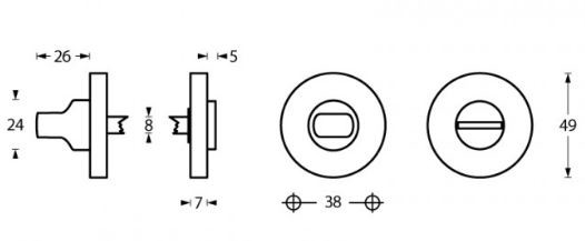 Intersteel wc-sluiting 8mm rond verdekt kunststof chroom mat - Afbeelding 2