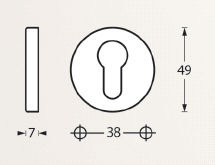 Intersteel cilinderrozetten verdekt ø49x7mm messing getrommeld