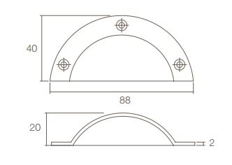 Intersteel Komgreep opschroevend messing ongelakt - Afbeelding 2