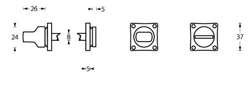 Intersteel wc-sluiting 8mm vierkant nikkel mat - Afbeelding 2