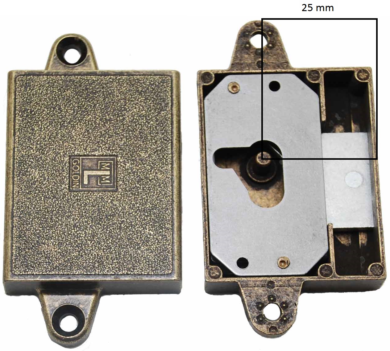 Meubelslot 25 mm links brons