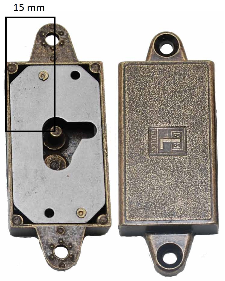 Meubelslot 15 mm rechts brons