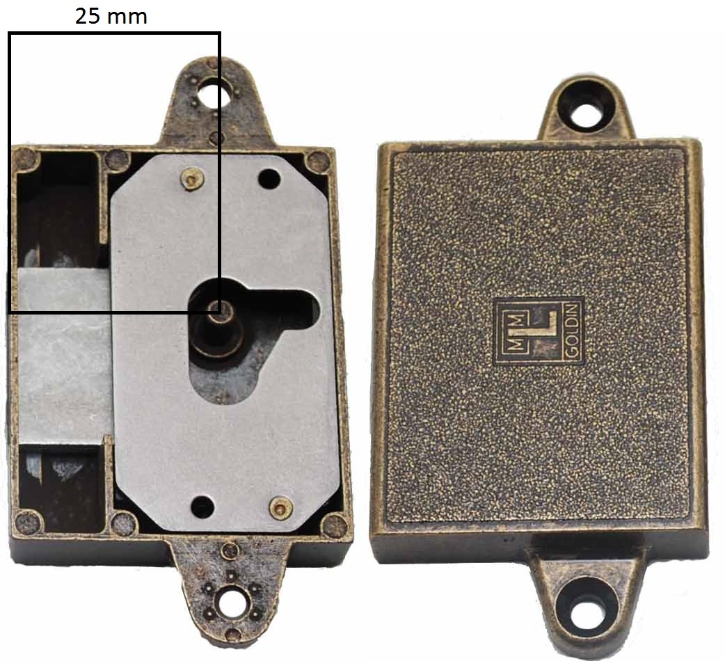 Meubelslot 25 mm rechts brons