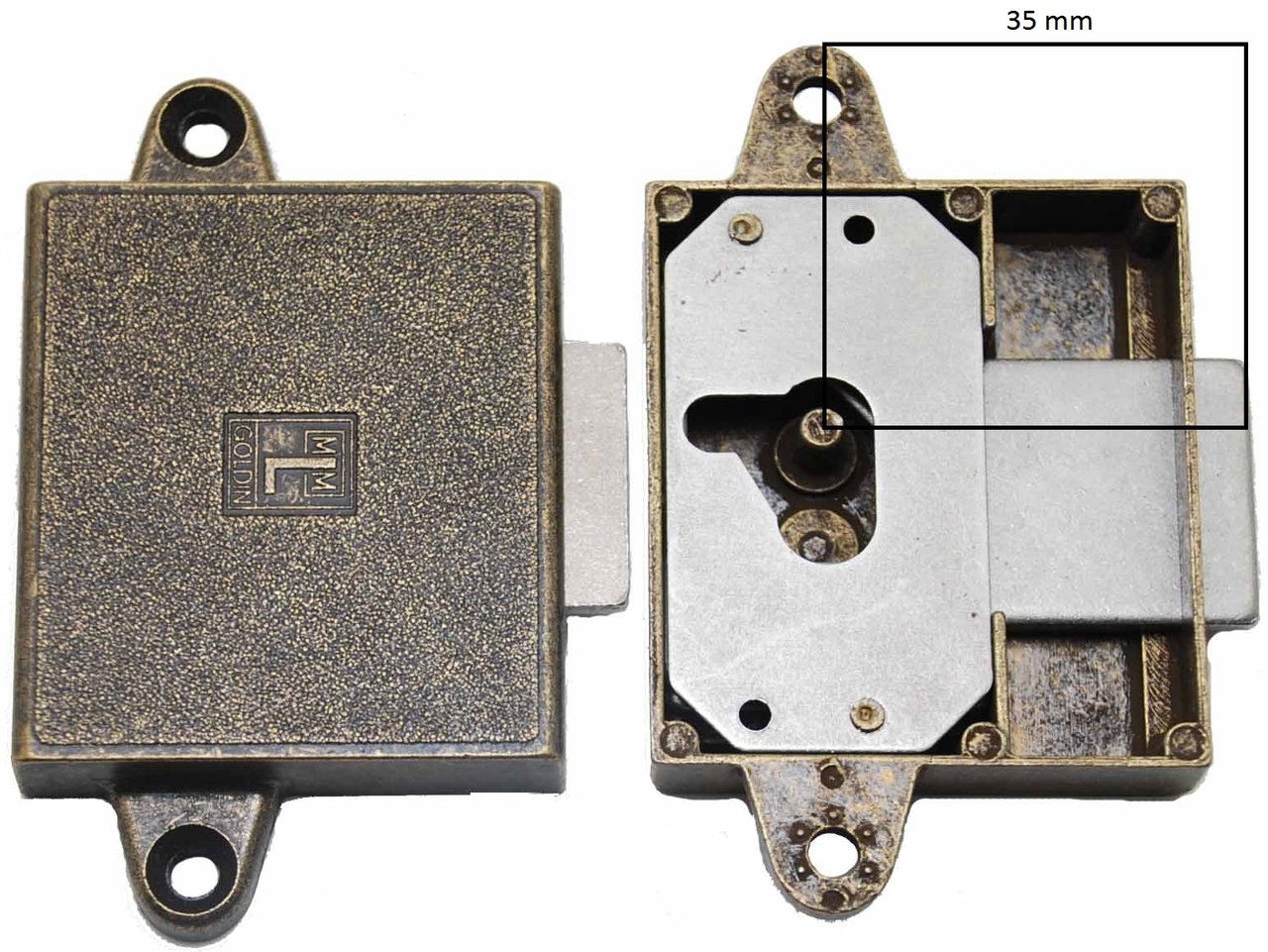 Meubelslot 35 mm links brons