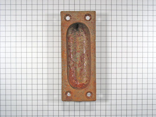 Schuifdeurgreep massief ijzer geroest klein