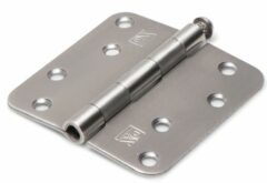 Scharnier 89x89 mm ronde hoek losse pen RVS