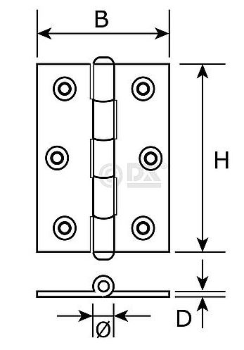 DX Scharnier blank verzinkt 60x46 mm - Afbeelding 2