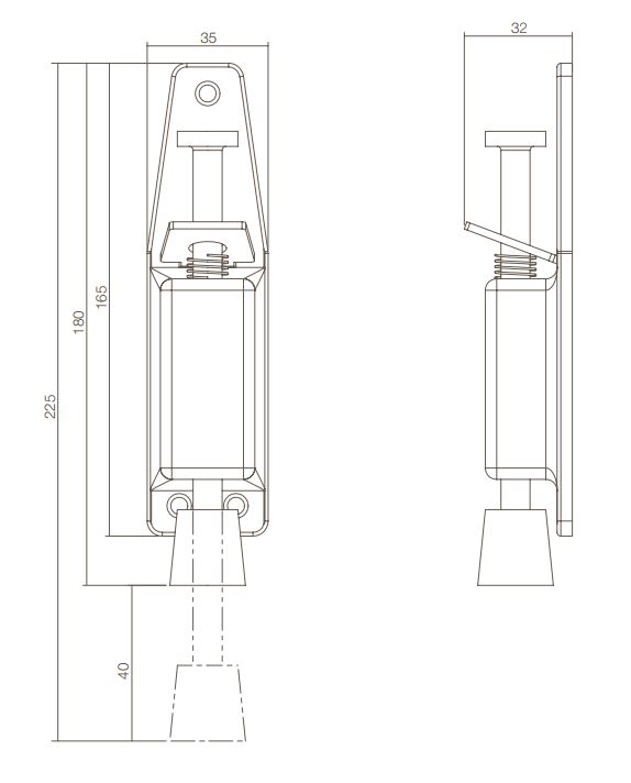 Intersteel deurvastzetter met voetrem groot 180x36 rvs - Afbeelding 2