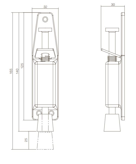 Intersteel deurvastzetter met voetrem klein 142x32 rvs - Afbeelding 2