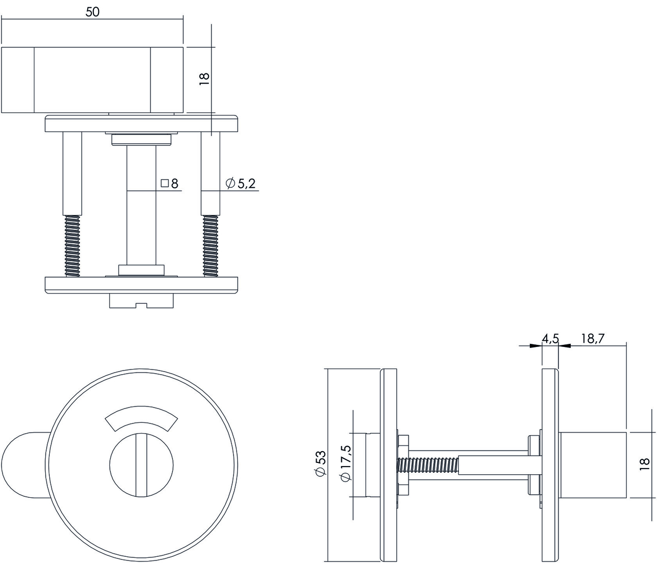 Intersteel wc-sluiting 8mm rond plat verdekt rvs geborsteld - Afbeelding 2