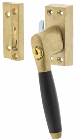 Intersteel SKG1 Afsluitbare raamsluiting rechts Ton 400 messing getrommeld/ebbenhout compleet