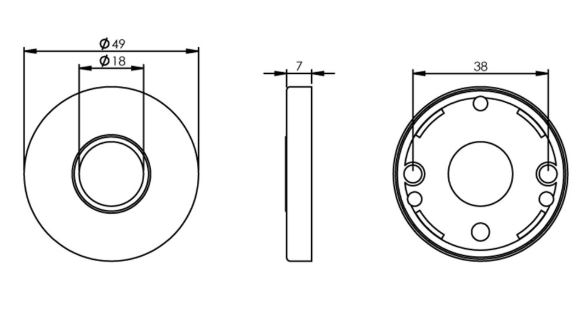 Intersteel rozetten verdekt ø49x7mm chroom mat
