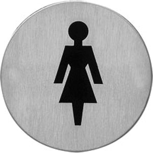 Pictogram zelfklevend rond WC dames rvs