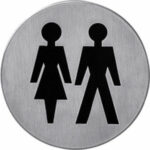 Pictogram zelfklevend rond WC dames en heren rvs
