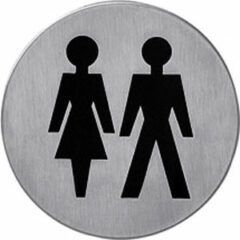 Pictogram zelfklevend rond WC dames en heren rvs