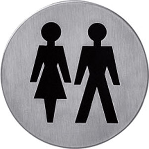 Pictogram zelfklevend rond WC dames en heren rvs