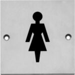 Pictogram opschroevend vierkant 76x76 WC dames rvs