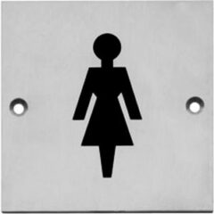 Pictogram opschroevend vierkant 76x76 WC dames rvs