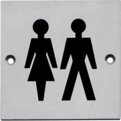 Pictogram opschroevend vierkant 76x76 WC dames en heren rvs