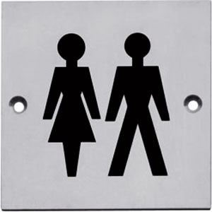 Pictogram opschroevend vierkant 76x76 WC dames en heren rvs