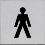 Pictogram zelfklevend vierkant 76x76 WC heren rvs
