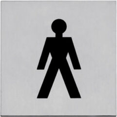 Pictogram zelfklevend vierkant 76x76 WC heren rvs