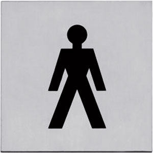 Pictogram zelfklevend vierkant 76x76 WC heren rvs