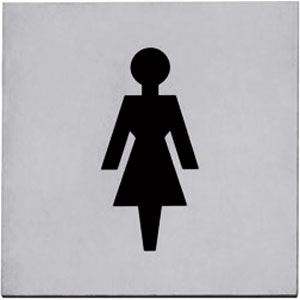 Pictogram zelfklevend vierkant 76x76 WC dames rvs