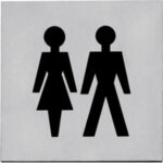 Pictogram zelfklevend vierkant 76x76 WC dames en heren rvs