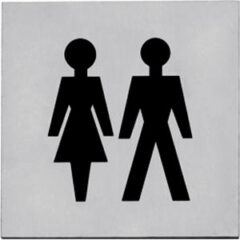 Pictogram zelfklevend vierkant 76x76 WC dames en heren rvs