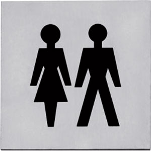 Pictogram zelfklevend vierkant 76x76 WC dames en heren rvs