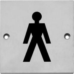 Pictogram opschroevend vierkant 76x76 WC heren rvs