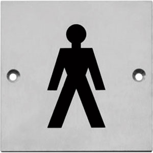 Pictogram opschroevend vierkant 76x76 WC heren rvs