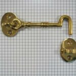 Deurhaak en vanger klein, geelmessing