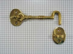 Deurhaak en vanger klein, geelmessing