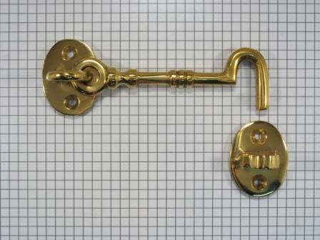 Deurhaak en vanger klein, geelmessing