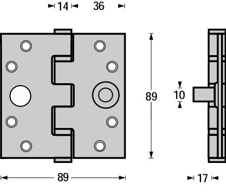 Intersteel SKG3 Kogellagerscharnieren 3.5"" (89x89x3) recht rvs - Afbeelding 2