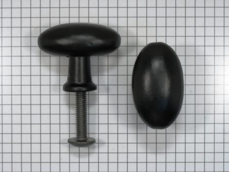 Knop ovaal ijzer zwart 41 x 24 mm