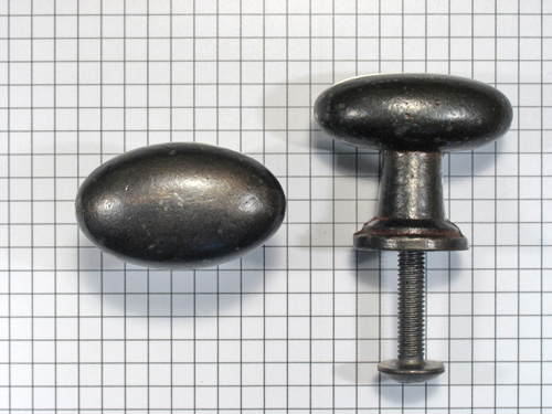 Knop ovaal ijzer geroest en gelakt 41 x 25 mm