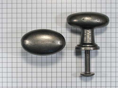 Knop ovaal ijzer blank gelakt 41 x 25 mm