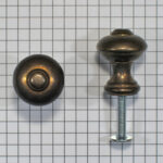Knop rond met dopje brons antiek 21 mm