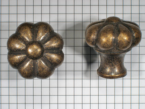 Knop mandarijn brons antiek 35 mm